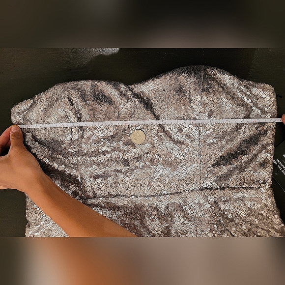 Silver sequin sweetheart formal mermaid dress, Lulu's, sz XL - Picture 9 of 12